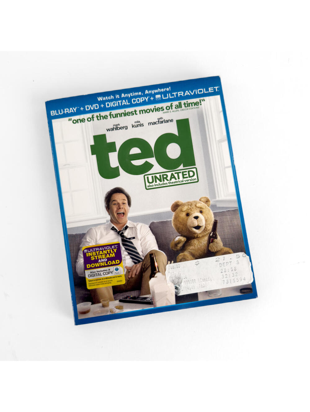 Ted Unrated Blu-Ray + DVD + Digital Copy + Ultraviolet Movie Disc